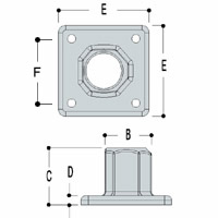 Type L150 Heavy Duty 4 Hole Square Flange is ideal when a
structural fixing is required.