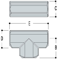 Type L25 Three Socket Tee can be
used where a join is required in the horizontal pipe.