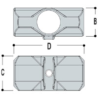 The upright passes through the Type L26 Two Socket Cross.