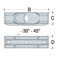 Type L30 30 to 45 Degree Adjustable Cross can be used at any selected
angle between 30 and 45 degrees.