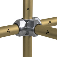 Type L35 Three Socket Cross is frequently used to tie uprights with horzontal
pipes in three directions, all at 90 degrees to the upright.