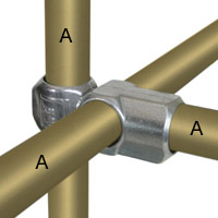 Type L46 Combination Socket Tee and Crossover is used on racking to
join horizontal carrying rails to the upright, leaving the socket to take a horizontal tie across the section.