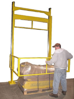 When the corral of the Protect-O-Gate is lowered, the ledge gate slides up the ledge gate slides up, blocking the worker from the staging area.