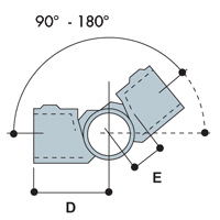Type 19-8 Adjustable Side Outlet Tee is able to produce and angle range between 60 and 180 degrees.