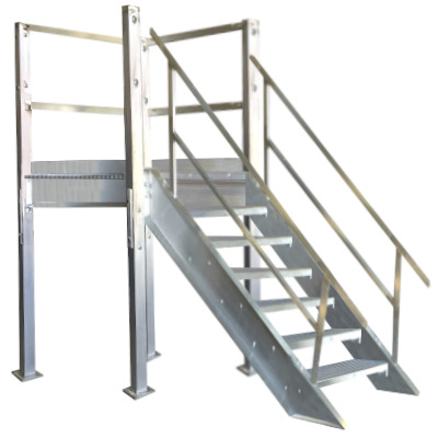 Aluminum Prefabricated Stair Landings Exit Left