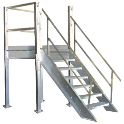 Aluminum Prefabricated Stair Landings Exit Right